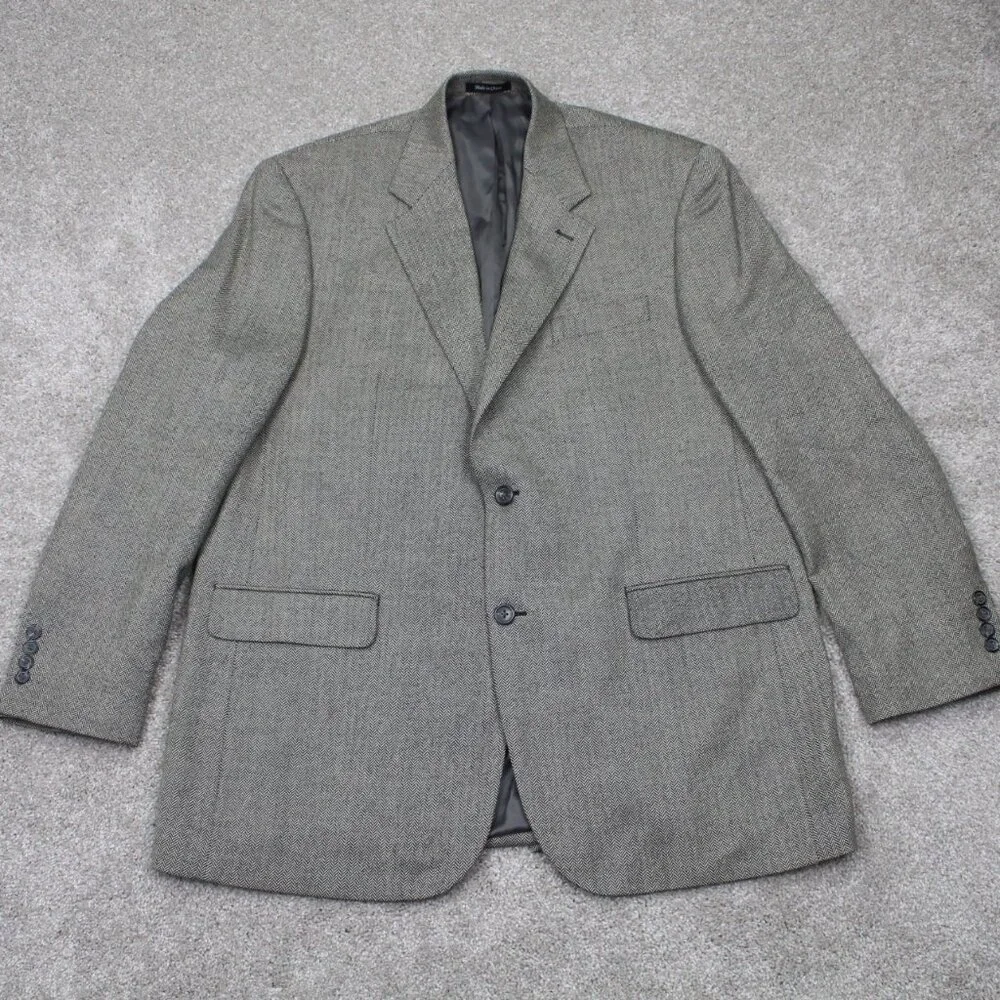 LAUREN Ralph Lauren Blazer Mens 46L Gray 100% Lambswool Sports Jacket Coat 2 Btn